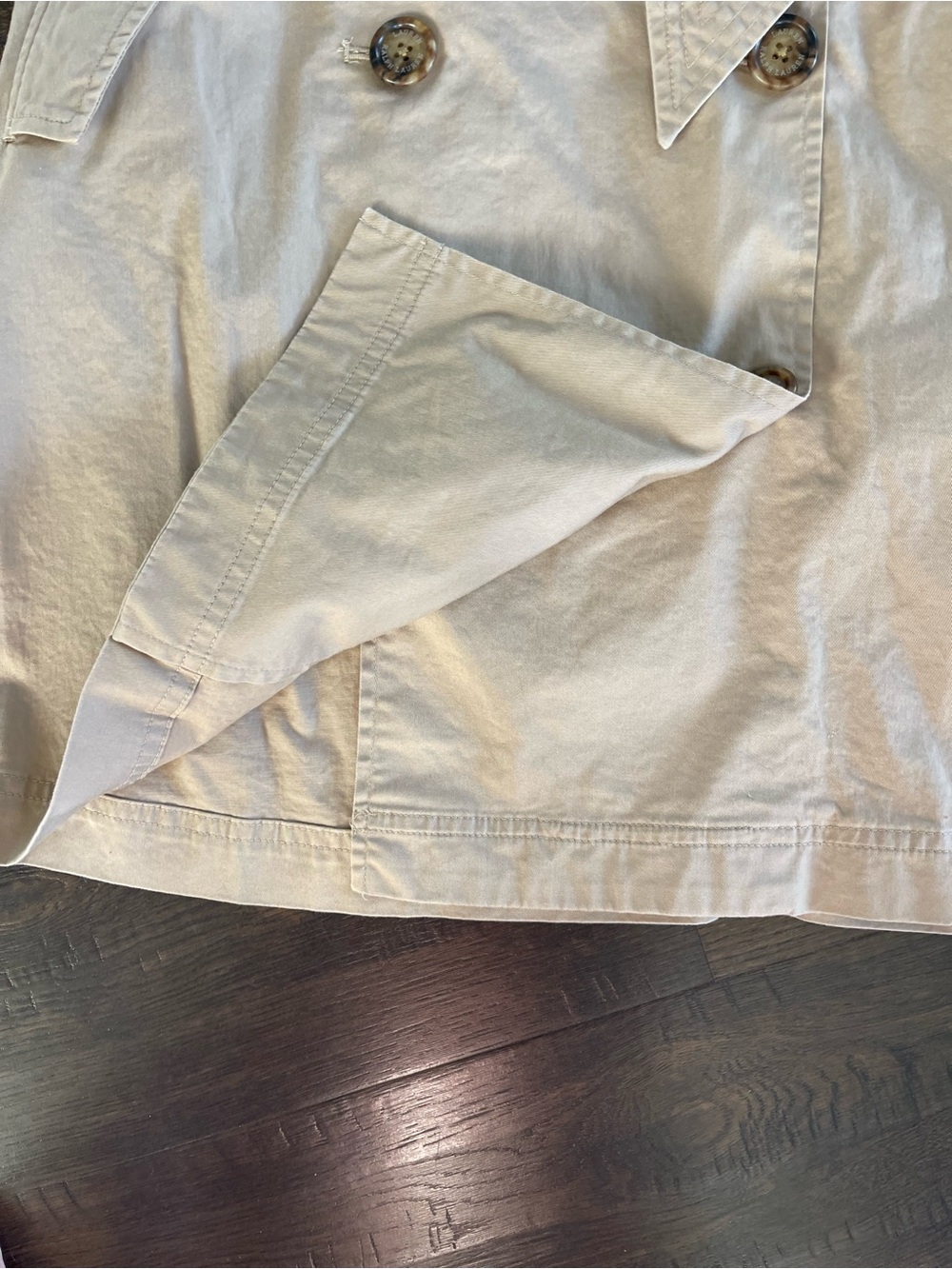LAUREN RALPH LAUREN Khaki Trench Double Breasted Matching Belt Skirt Preppy Sz 8 - Picture 3 of 9